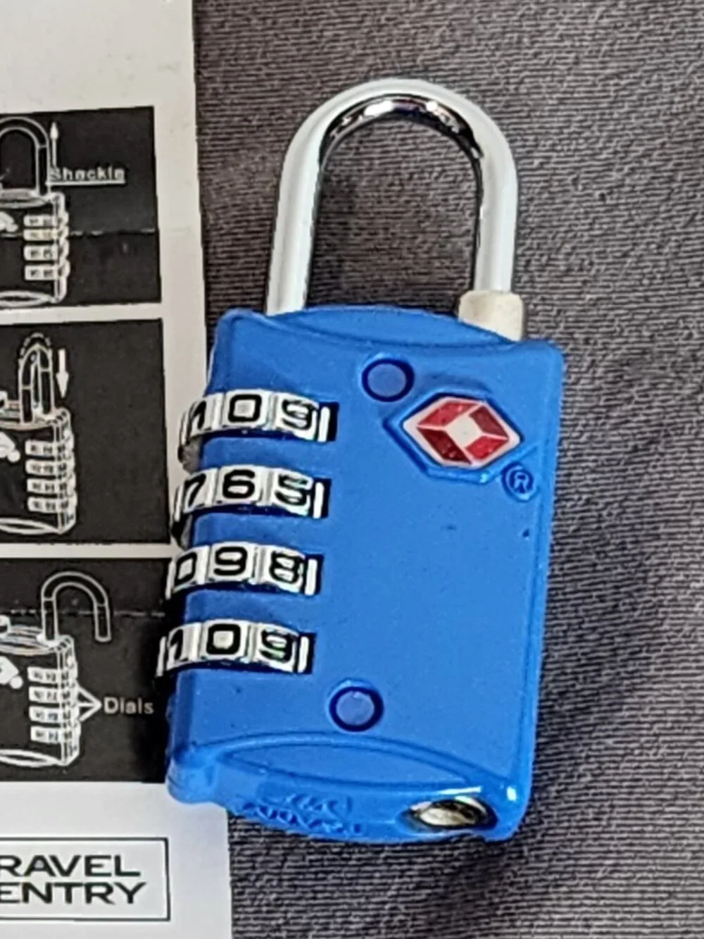 TravelMore Electric Blue Steel Shackle Zinc Alloy Body TSA Luggage Travel Lock